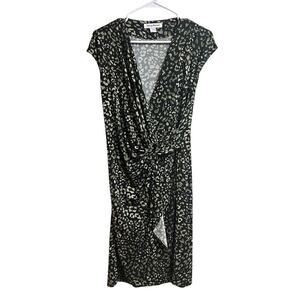 Tommy Bahama Wild One Faux Wrap Dress Black Tan Small